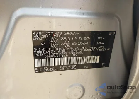 2015 Toyota Rav4 Xle z USA, uszkodzony, nr VIN JTMRFREV3FD140334